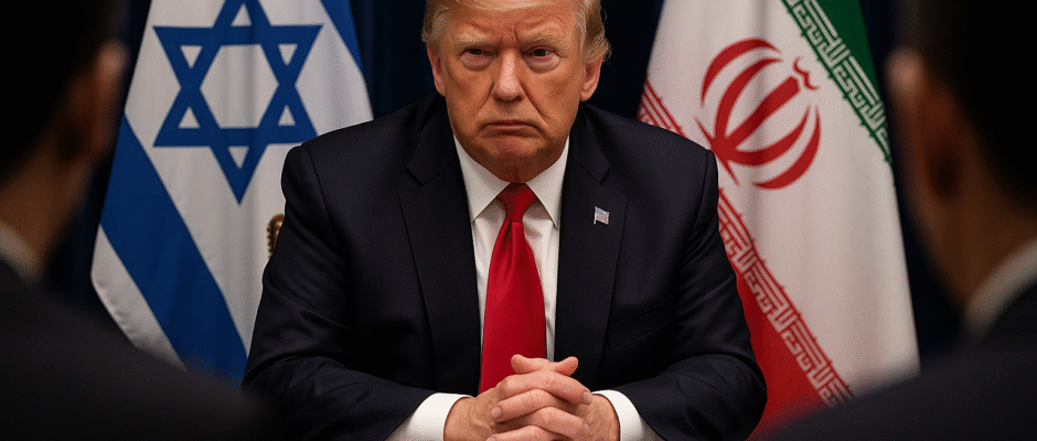 Donald Trump mediating Iran and Israel ceasefire talks 2025.